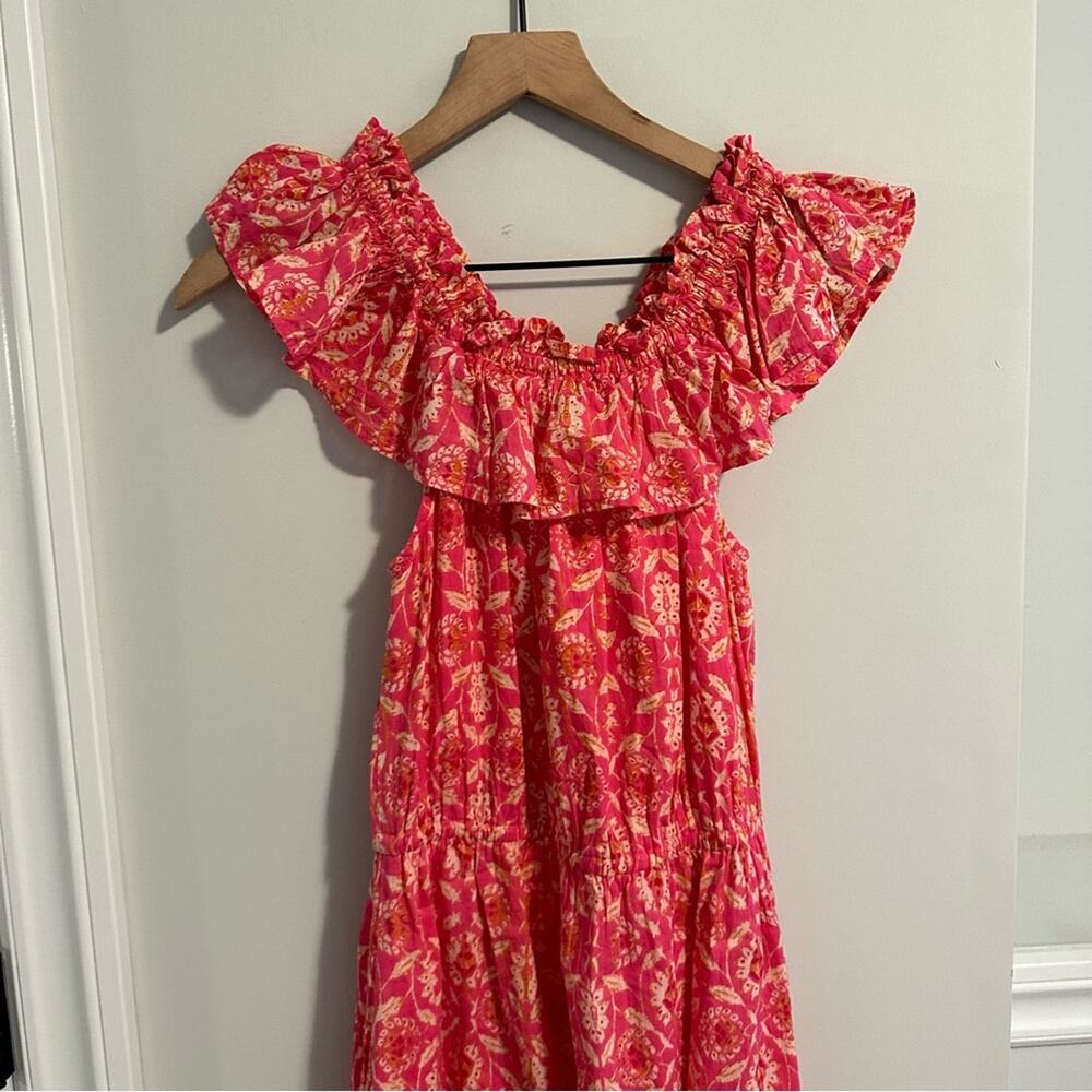 Anthropologie THML Pink Cotton Floral Tassel Maxi Dress Small - Picture 8 of 14